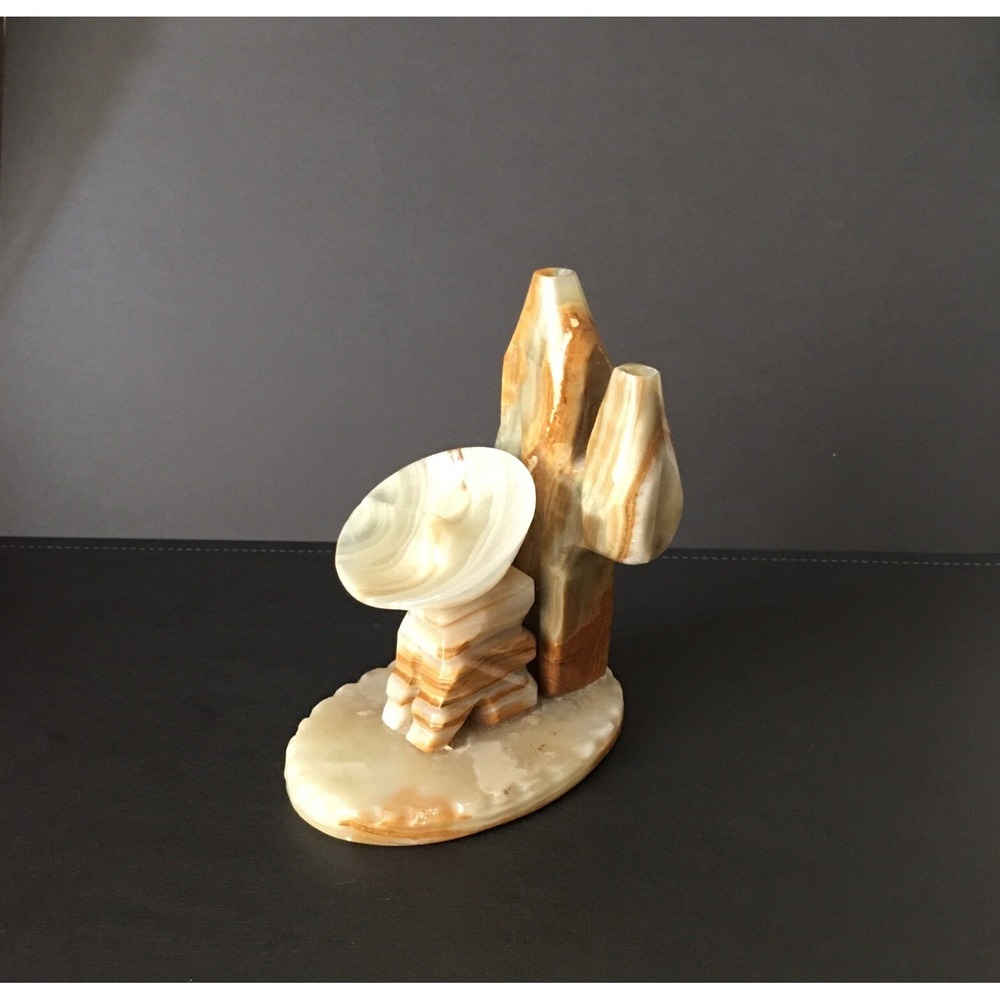 VTG Hand Carved Alabaster Onyx Mexican Siesta Sleeping Man Cactus Figurine
